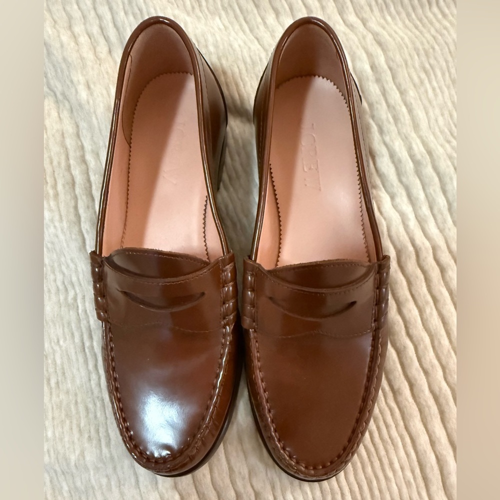 J. Crew Chestnut Brown Leather Penny Loafers